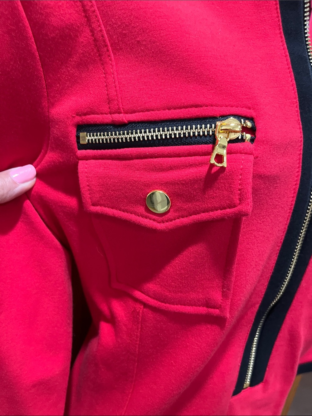 Beautiful Boston Proper Red Dress with pretty gold zipper detailing - Picture 7 of 10